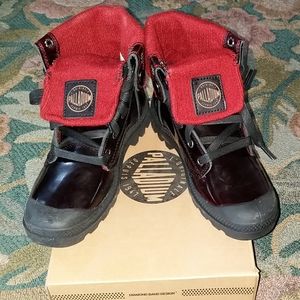 Palladium red patent leather boots-NEW-rare find!